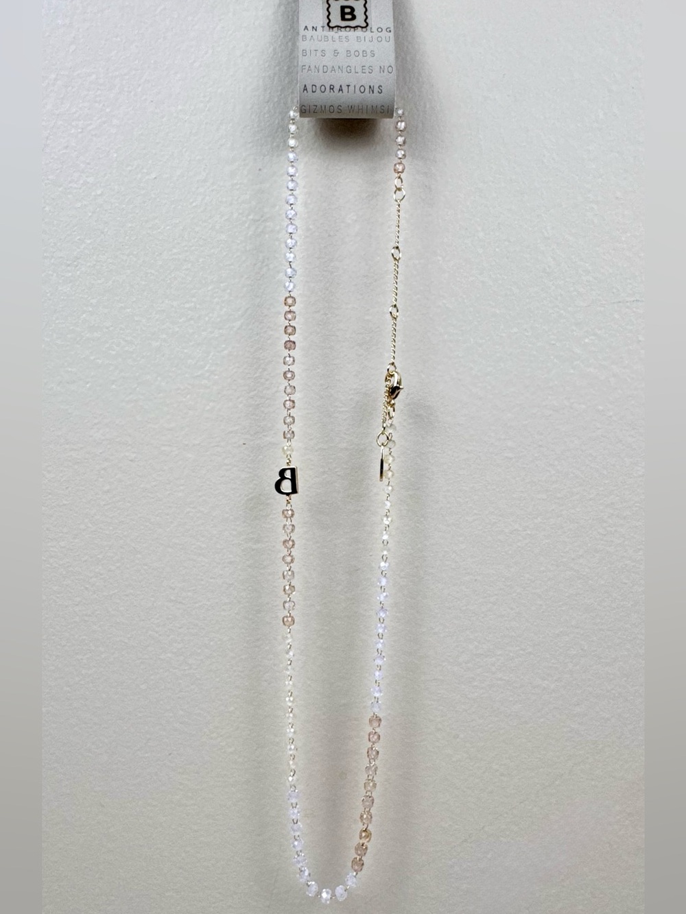Anthropologie Gold Beaded Initial B Necklace